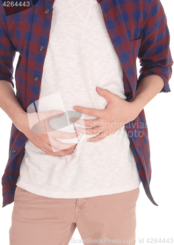 Image of Young man with stomach pain.