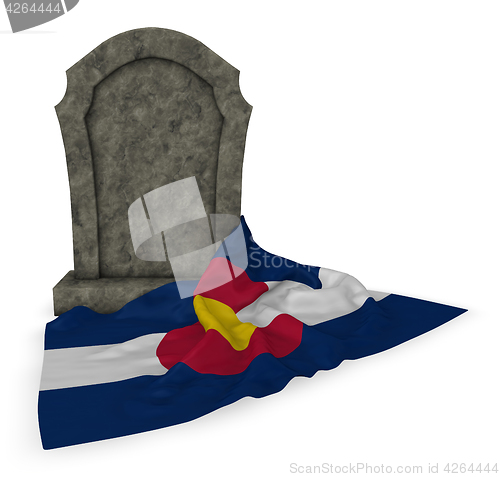 Image of gravestone and flag of colorado - 3d rendering