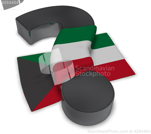 Image of question mark and flag of kuwait - 3d rendering