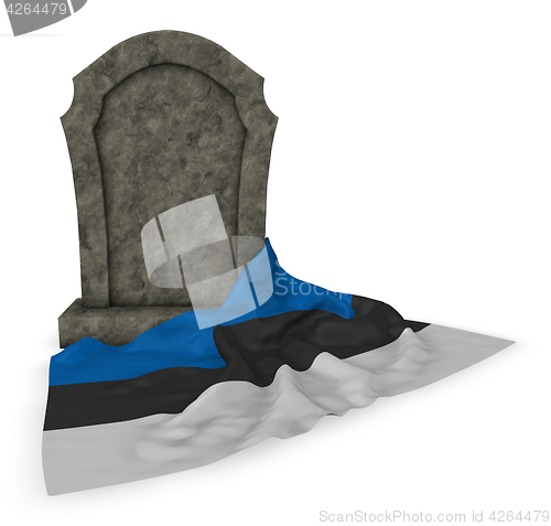 Image of gravestone and flag of estonia - 3d rendering