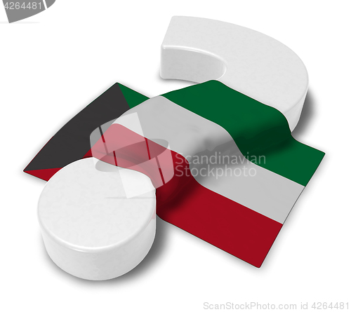 Image of question mark and flag of kuwait - 3d rendering