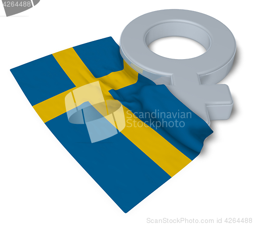 Image of female symbol and flag of sweden - 3d rendering