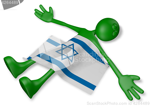 Image of dead cartoon guy and flag of israel - 3d illustration