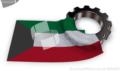 Image of gear wheel and flag of kuwait - 3d rendering