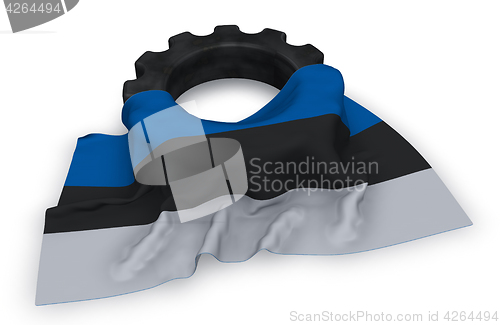 Image of gear wheel and flag of estonia - 3d rendering