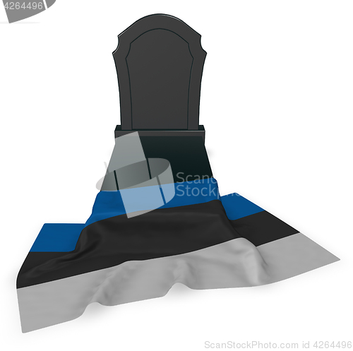 Image of gravestone and flag of estonia - 3d rendering