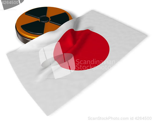 Image of nuclear symbol and flag of japan on white background - 3d illustration