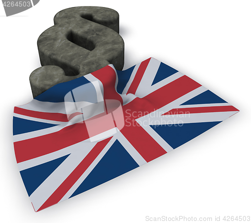 Image of paragraph symbol and flag of the uk - 3d rendering