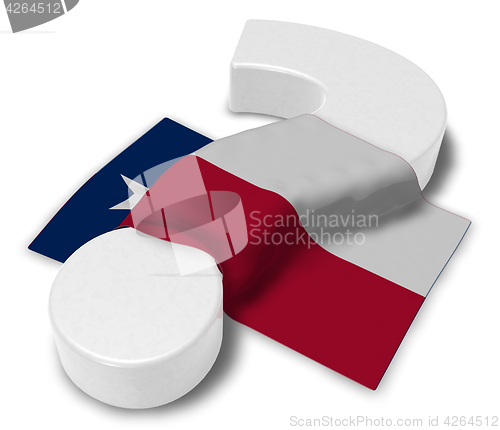 Image of question mark and flag of texas - 3d illustration