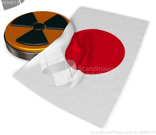 Image of nuclear symbol and flag of japan on white background - 3d illustration