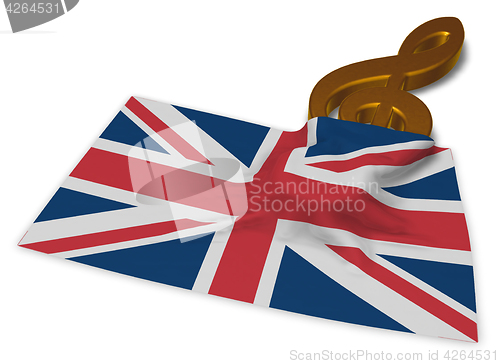 Image of clef symbol and flag of the united kingdom - 3d rendering