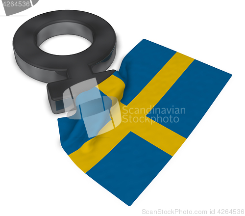 Image of female symbol and flag of sweden - 3d rendering