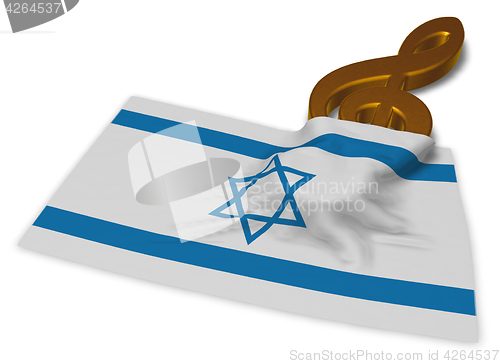 Image of clef symbol symbol and flag of israel - 3d rendering