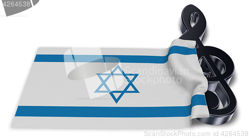 Image of clef symbol symbol and flag of israel - 3d rendering