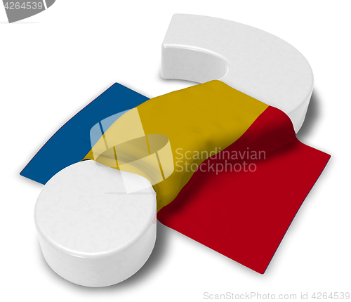 Image of question mark and flag of romania - 3d illustration