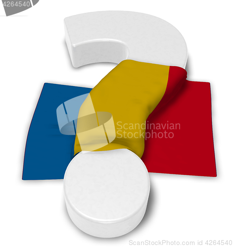 Image of question mark and flag of romania - 3d illustration