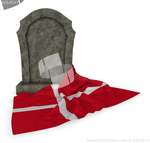 Image of gravestone and flag of denmark - 3d rendering