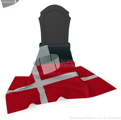 Image of gravestone and flag of denmark - 3d rendering