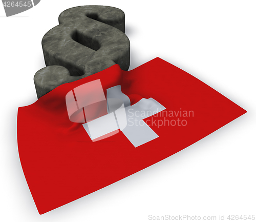 Image of paragraph symbol and flag of switzerland - 3d rendering