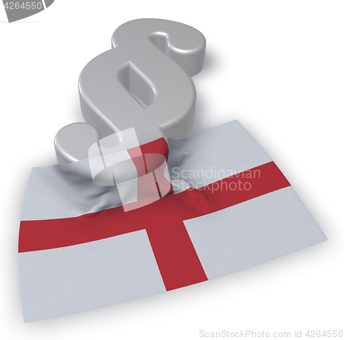 Image of paragraph symbol and flag of england - 3d rendering