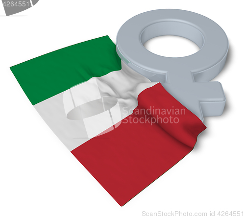 Image of symbol for feminine and flag of italy - 3d rendering