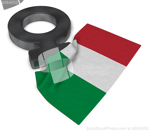 Image of symbol for feminine and flag of italy - 3d rendering
