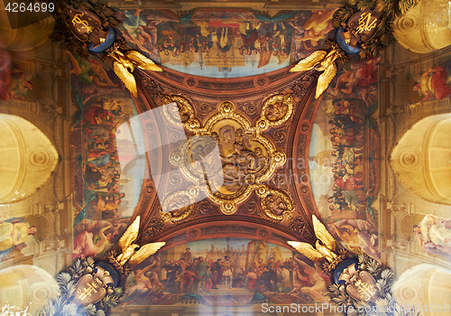 Image of Ceiling decoration in Louvre Museum, Paris, France