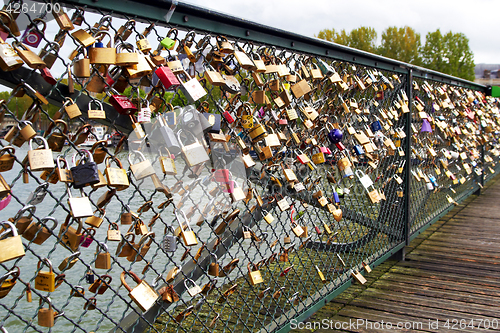 Image of love Locks at Paris bridge