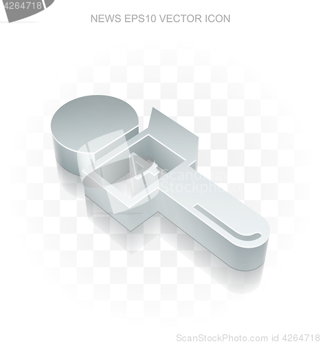 Image of News icon: Flat metallic 3d Microphone, transparent shadow, EPS 10 vector.