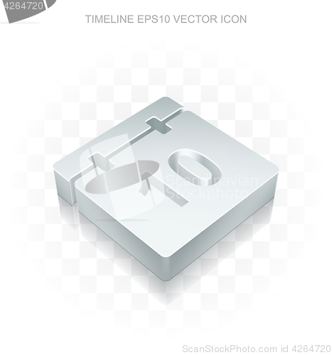 Image of Flat metallic timeline 3d Calendar icon, transparent shadow , EPS 10 vector.