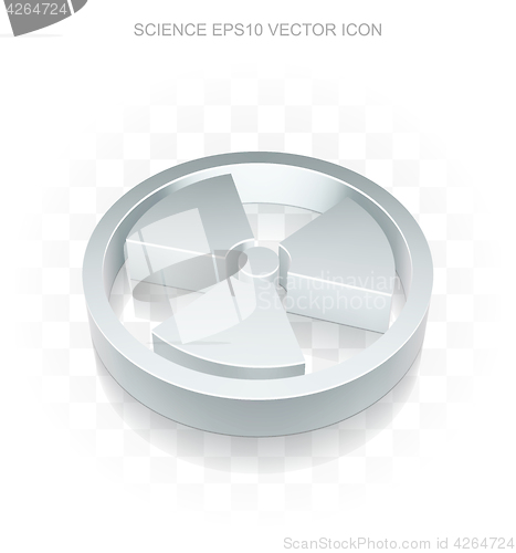 Image of Science icon: Flat metallic 3d Radiation, transparent shadow, EPS 10 vector.