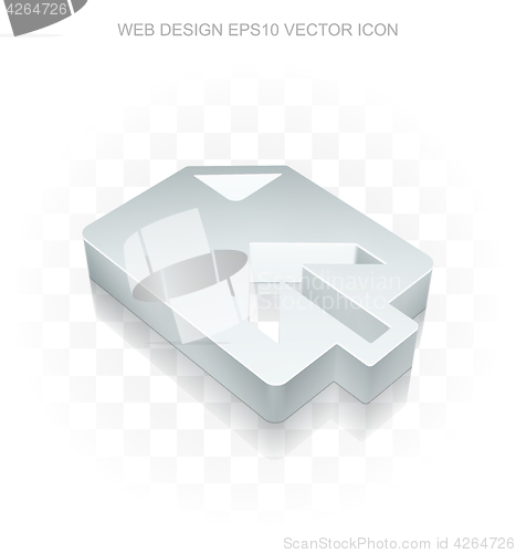 Image of Web design icon: Flat metallic 3d Upload, transparent shadow, EPS 10 vector.