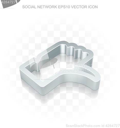 Image of Social media icon: Flat metallic 3d Thumb Down, transparent shadow, EPS 10 vector.