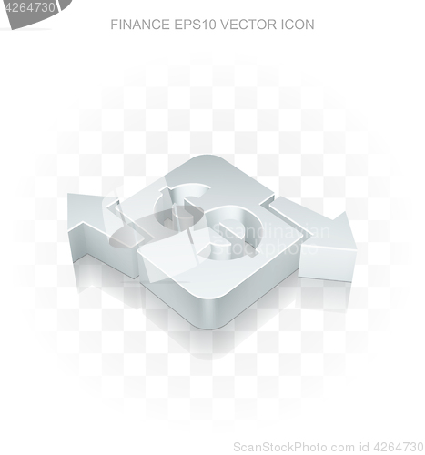 Image of Finance icon: Flat metallic 3d Finance, transparent shadow, EPS 10 vector.