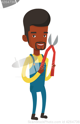 Image of Farmer with pruner vector illustration.