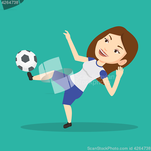 Image of Soccer player kicking ball vector illustration.