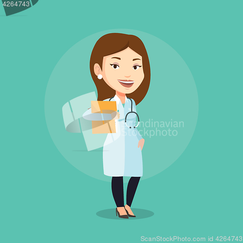 Image of Doctor with file in medical office.