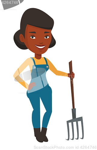 Image of Farmer with pitchfork vector illustration.