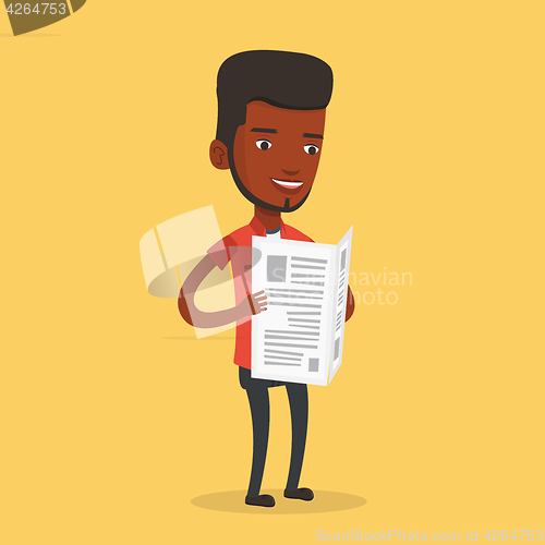 Image of Man reading newspaper vector illustration.