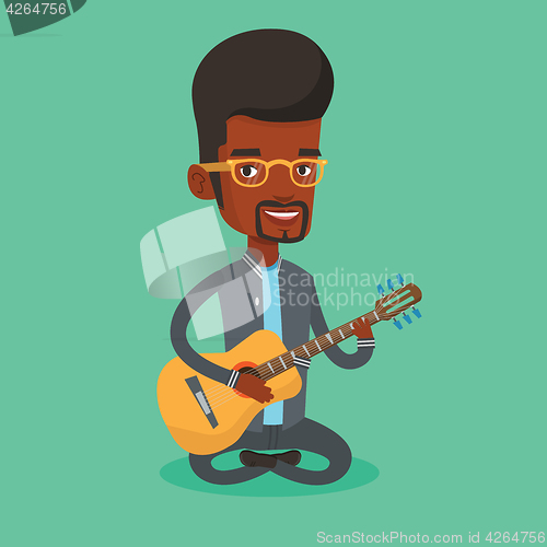 Image of Man playing acoustic guitar vector illustration.