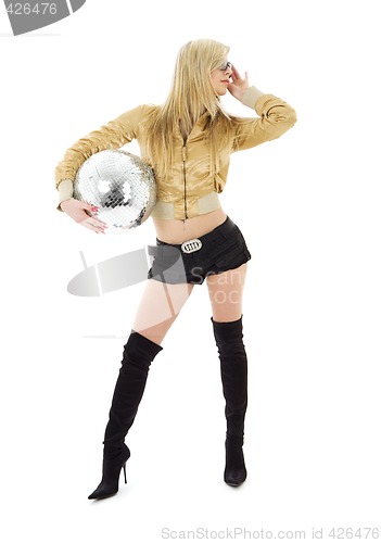 Image of golden jacket girl with disco ball