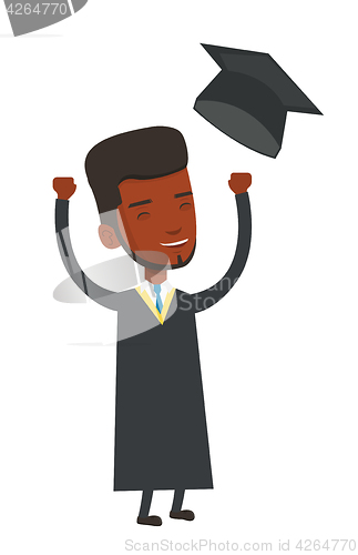 Image of Graduate throwing up his hat vector illustration.