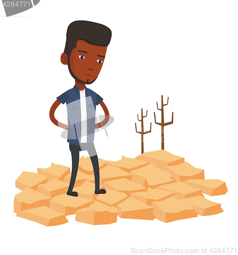 Image of Sad man in the desert vector illustration.