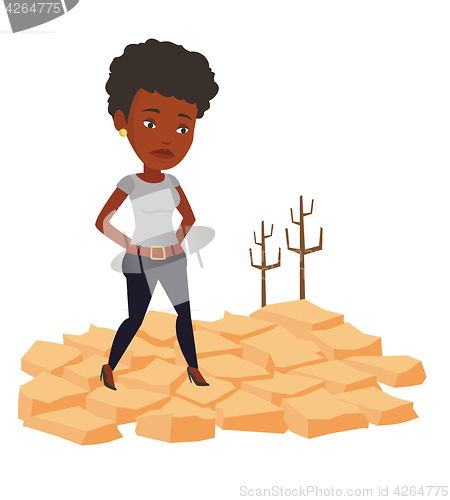 Image of Sad woman in the desert vector illustration.