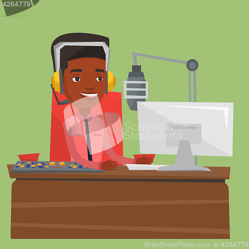 Image of Male dj working on the radio vector illustration