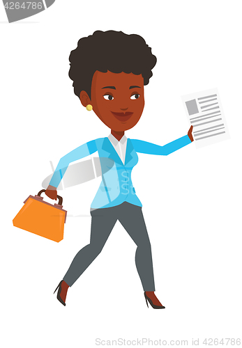 Image of Happy business woman running vector illustration.