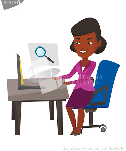 Image of Happy businesswoman running vector illustration.