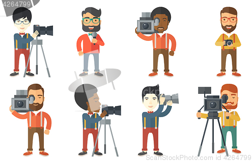 Image of Vector set of media people characters.