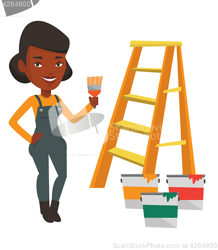 Image of Painter with paint brush vector illustration.