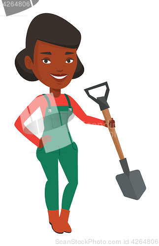 Image of Farmer with shovel vector illustration.